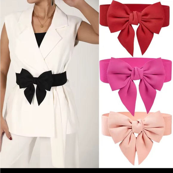 Accessories - Women's Bowknot Belt - Black, Pink, Red, and Tan